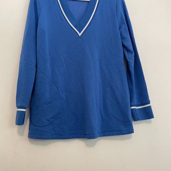 SUSAN GRAVER Brushed Back Knit V-Neck Tunic Blue Pullover Sweatshirt PETITE SP - Picture 4 of 13